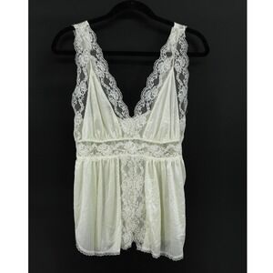 Y2K Inner Most‎ Lace Babydoll Cami XS Ivory Sheer Coquette Fairy Top Romantic